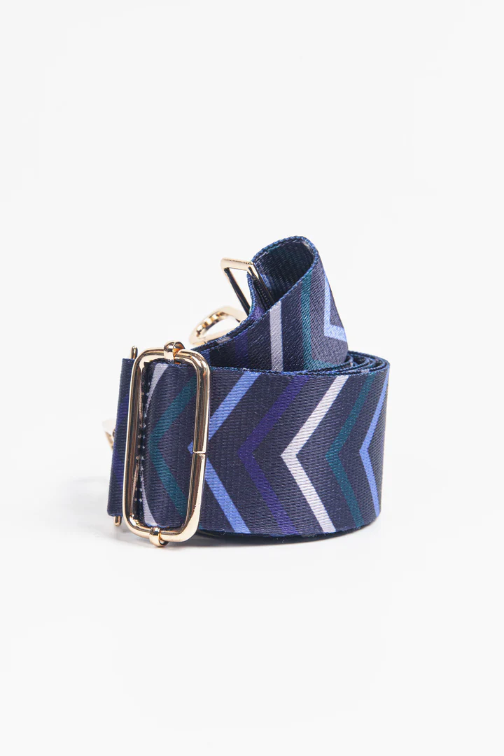 Blue Chevron Print Bag Strap