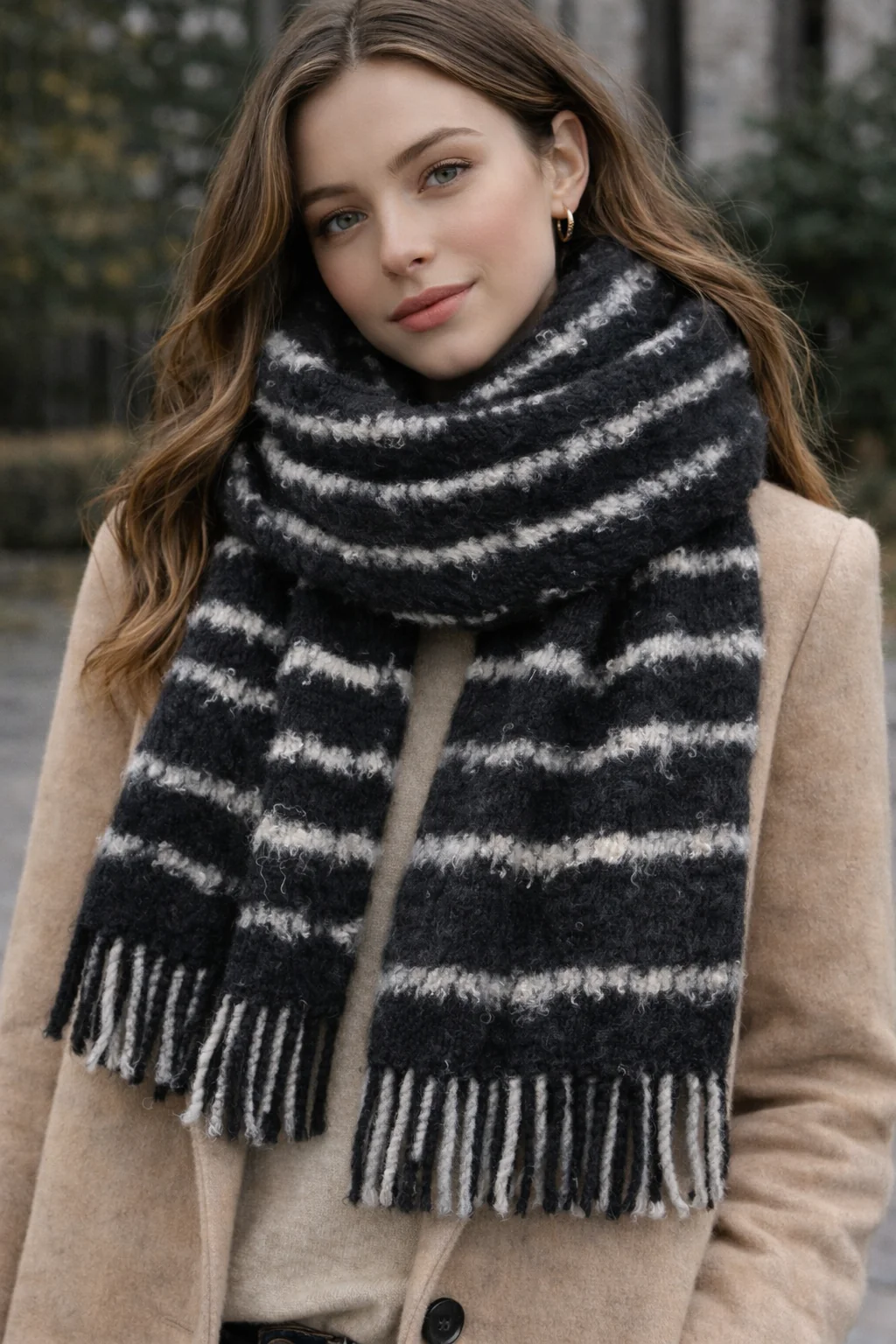 SCARF STRIPED BLACK